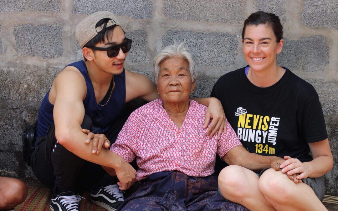 history with elders - yaai and volunteers Kayla and Sayam