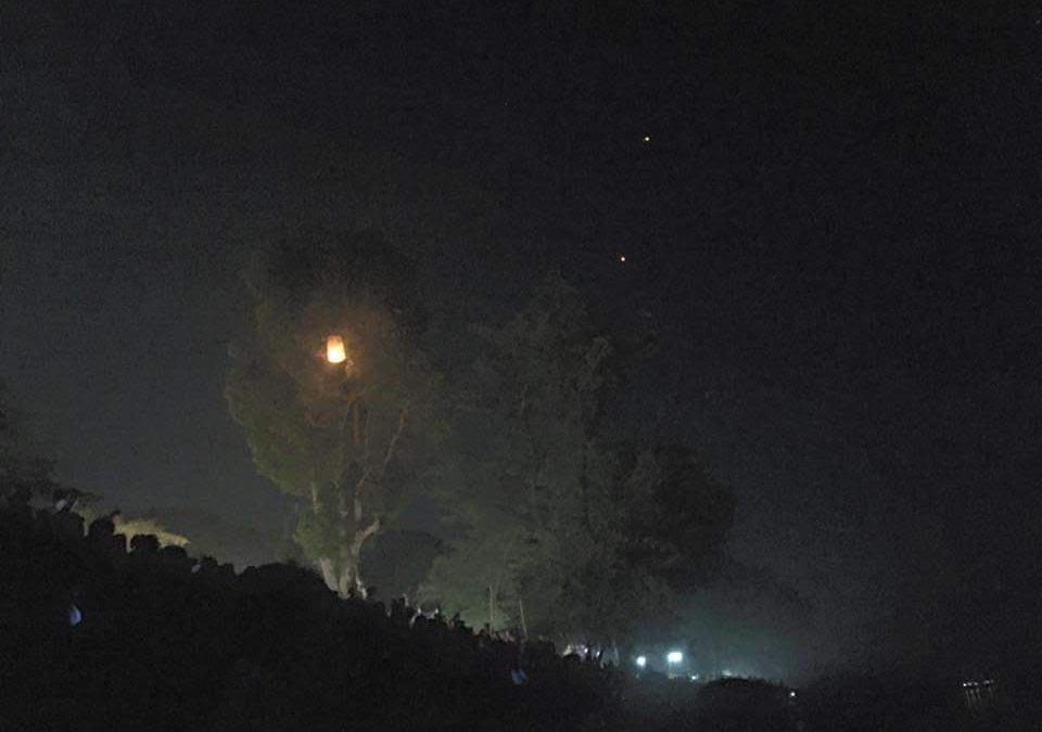 lanterns in the sky during Naga festival in Isan
