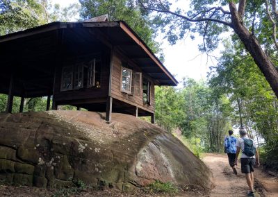 photos of isan monk hut in forest at phu sing national park